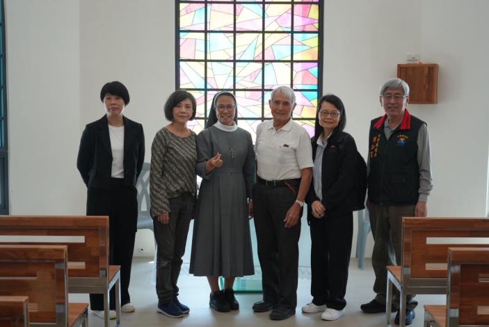 115年3月18日監察委員王美玉、葉宜津實地巡察花蓮安德怡峰園，與劉一峰神父、黃雅格修女合影